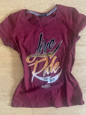 Von Dutch Burgundy Short-Sleeve "Live Ride" Graphic Tee